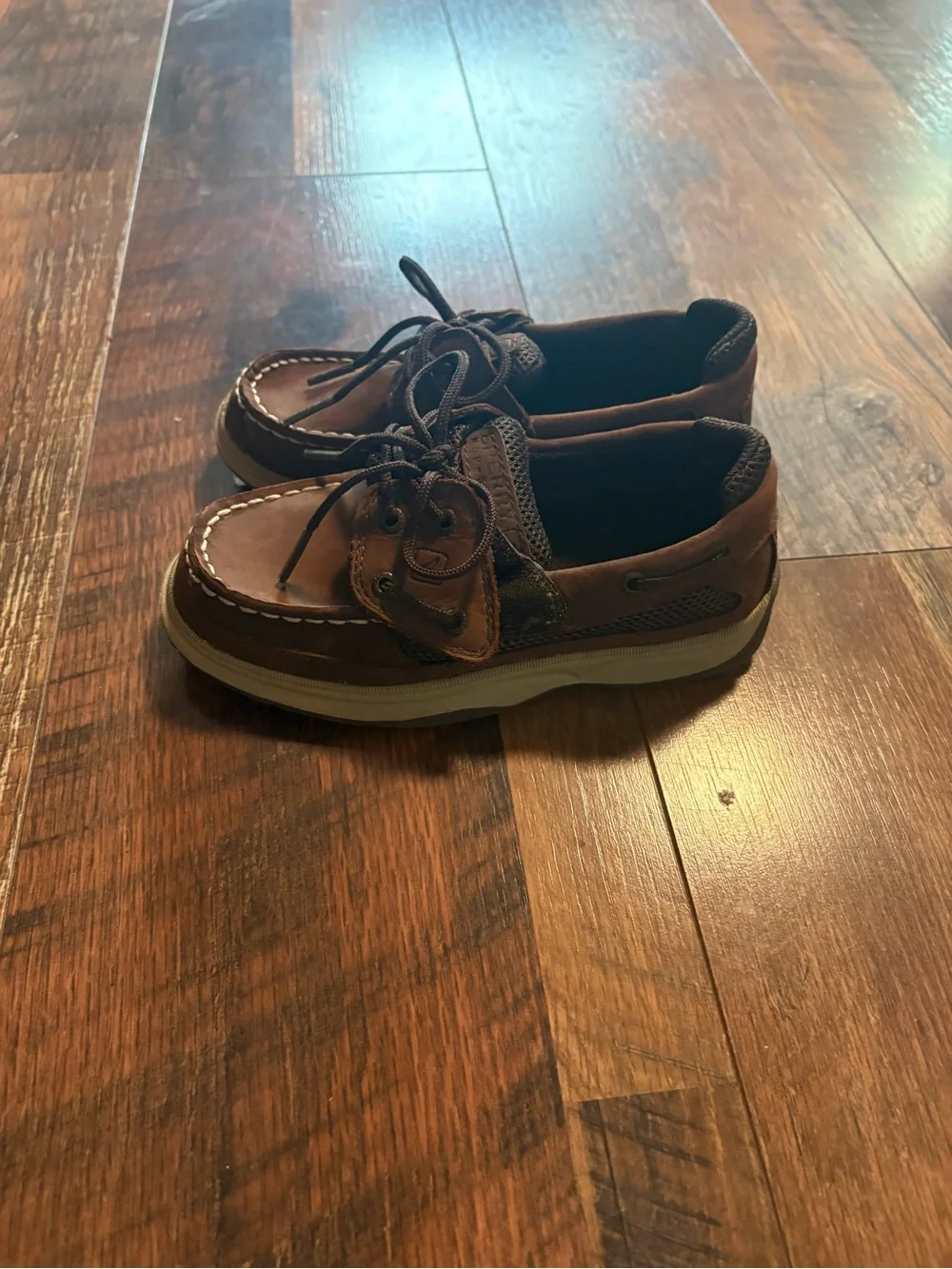 Sperry Kids Brown Suede Moccasins with Tan Sole